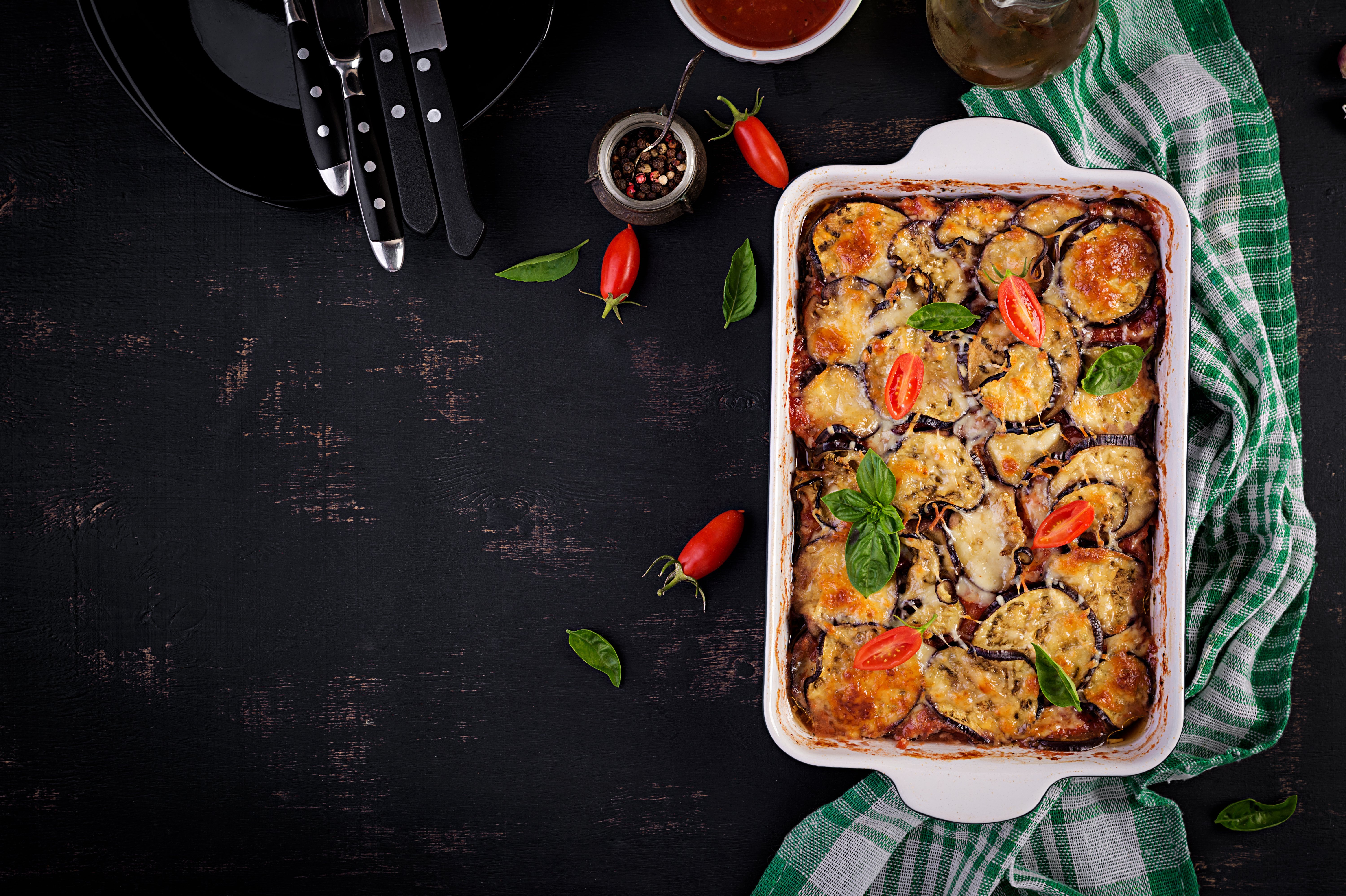Foto af en vegetarisk lasagne