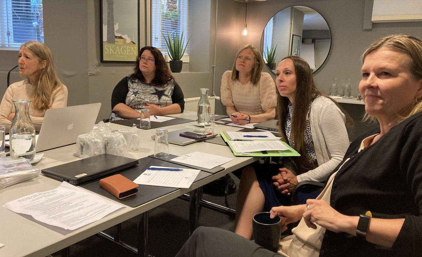 Gruppen sidder omkring bordet og diskuterer idéer